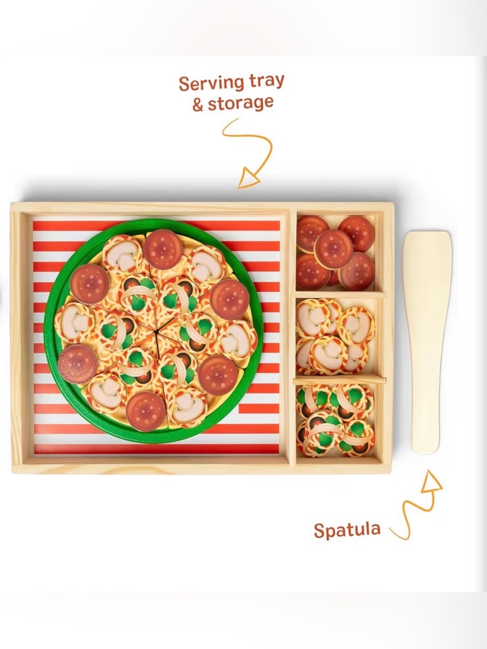 Melissa & Doug Pizza Party Wooden Pretend Play Food Set with Toppings